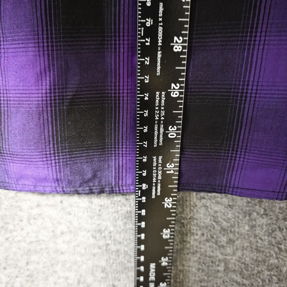 Dixxon Flannel Shirt Mens Large The Heart Short Sleeve Snap Purple Black Striped - Picture 4 of 9